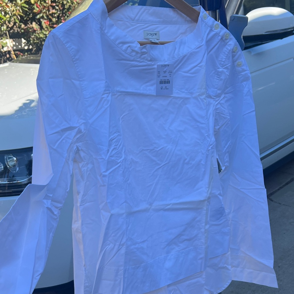 J. Crew Factory Classic White Button-Accent Top size 12